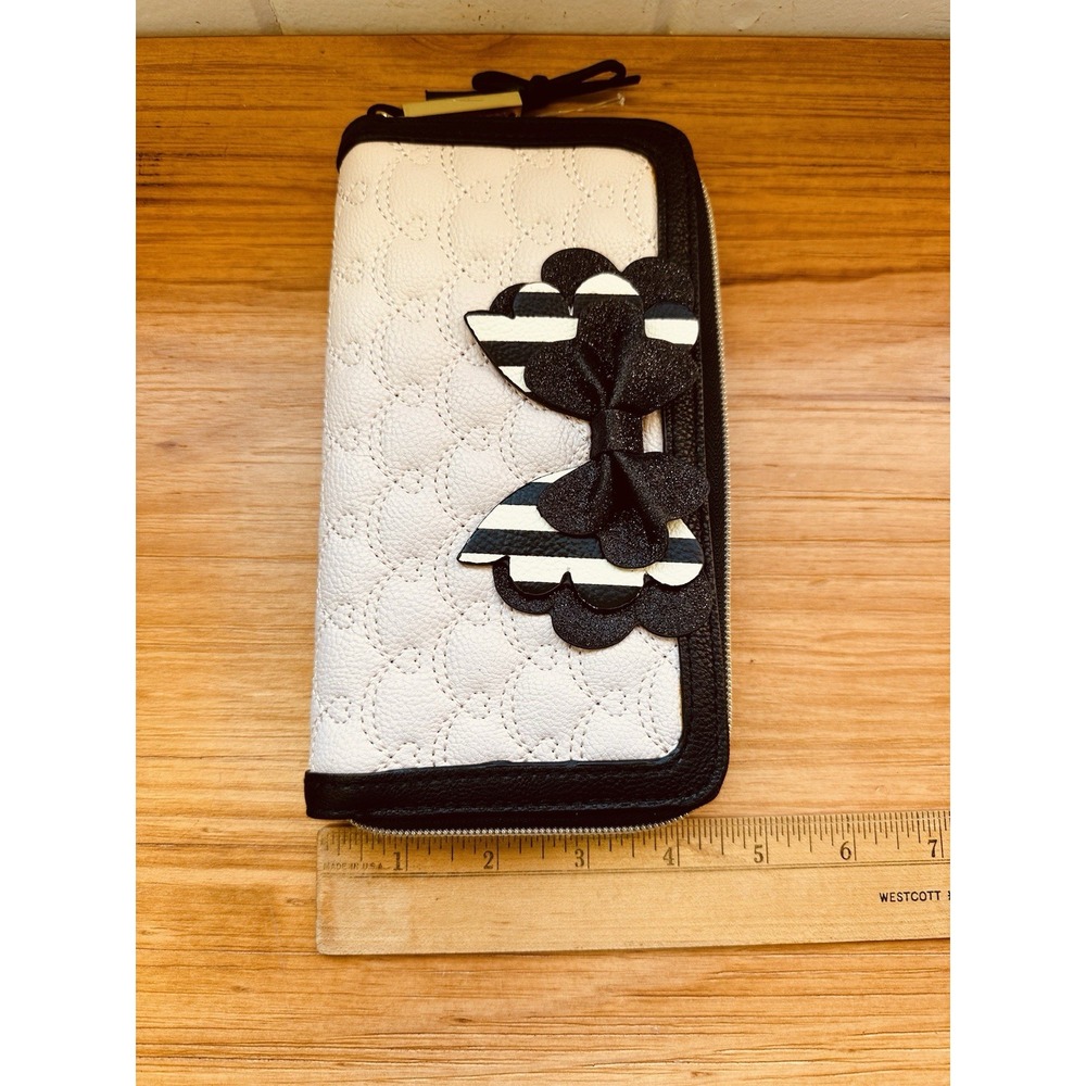 Betsey‎ Johnson Quilted Zip Around Pink & Black Wallet Faux Leather Wallet - Picture 7 of 16